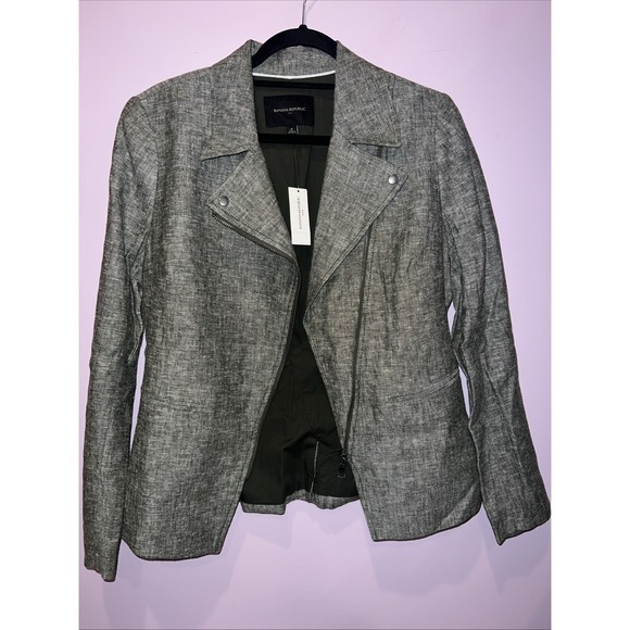 Banana‎ Republic Moto Jacket Size 6 Gray Career Business Casual Blazer - Picture 1 of 8